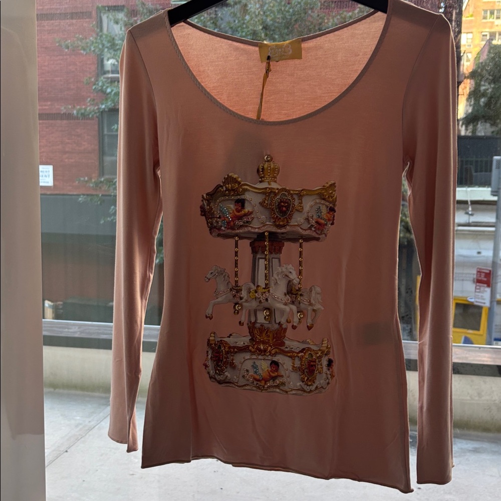 Elegant Carousel Print Blouse - Pink